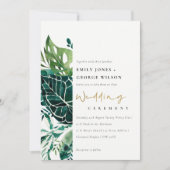 Monstera Tropical Green Foliage Mariage Invitation (Devant)