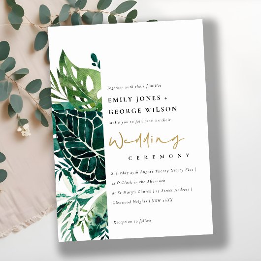 Monstera Tropical Green Foliage Mariage Invitation