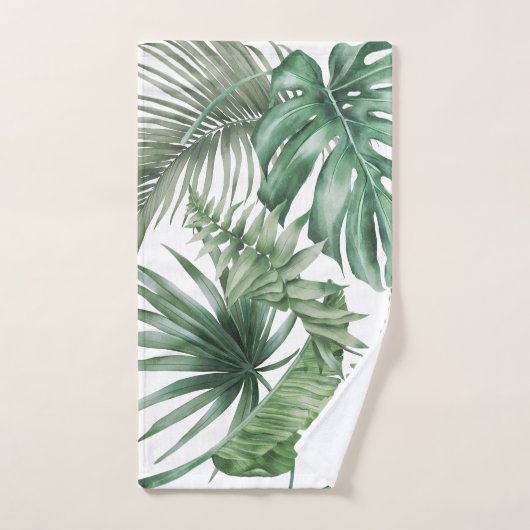Monstera Tropical Jungle Palm Tree Feuille Vert (Serviette à main)