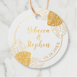 Monstera Tropical Leaf Border REAL FOLIE Round Bedankjes Labels