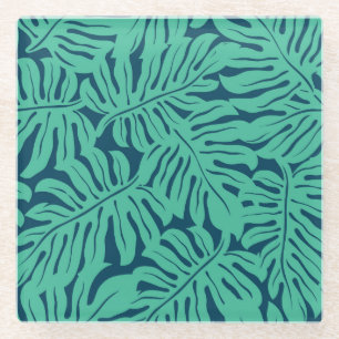 Monstera Tropical Leaf Pattern Glazen Onderzetter