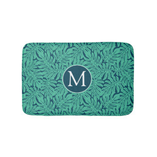 Monstera Tropical Leaf Pattern   Monogram Badmat
