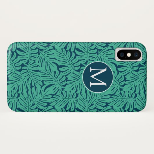 Monstera Tropical Leaf Pattern | Monogram Case-Mate iPhone Case (Achterkant (horizontaal))