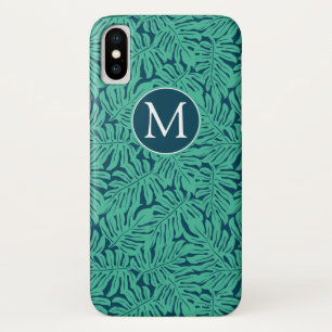 Monstera Tropical Leaf Pattern   Monogram iPhone X Hoesje