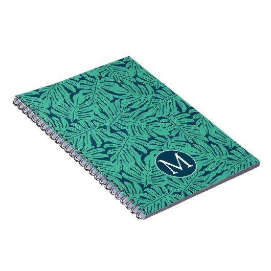 Monstera Tropical Leaf Pattern | Monogram Notitieboek (Rechterzijde)