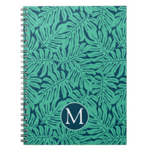 Monstera Tropical Leaf Pattern   Monogram Notitieboek