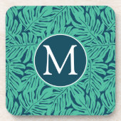 Monstera Tropical Leaf Pattern | Monogram Onderzetter (Voorkant)