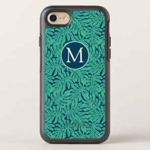 Monstera Tropical Leaf Pattern   Monogram OtterBox Symmetry iPhone 8/7 Hoesje