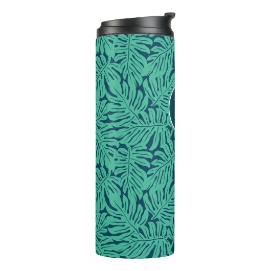 Monstera Tropical Leaf Pattern | Monogram Thermosbeker (Gedraaid links)