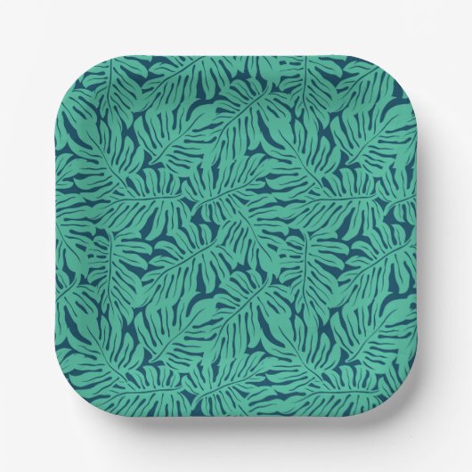 Monstera Tropical Leaf Pattern Papieren Bordje (Voorkant)