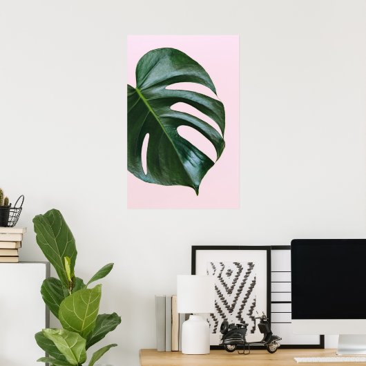Monstera Tropical Leaf Poster (Thuiskantoor)