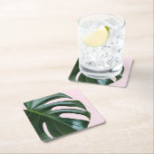 Monstera Tropical Leaf Vierkante Kartonnen Onderzetter (Insitu)