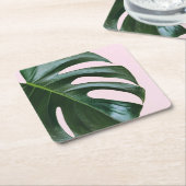 Monstera Tropical Leaf Vierkante Kartonnen Onderzetter (Schuin)