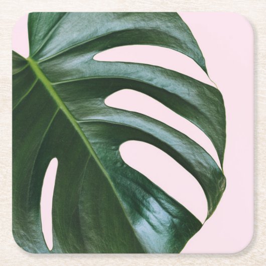 Monstera Tropical Leaf Vierkante Kartonnen Onderzetter (Voorkant)