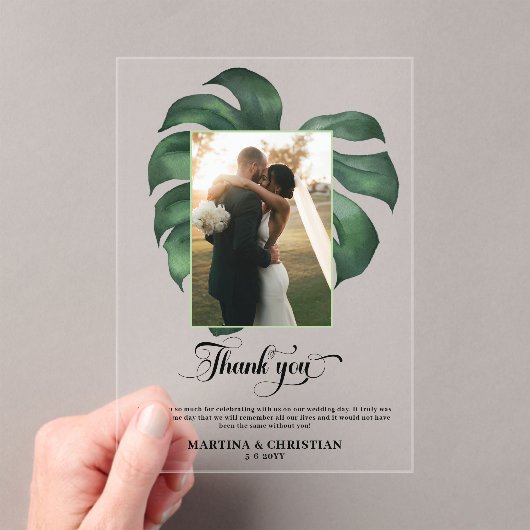 Monstera Tropical Leaf Wedding Bedankt Acryl Uitnodigingen (Insitu (Draagbaar))