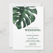 Monstera Tropical Leaf Wedding Invitation Kaart (Voorkant)
