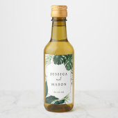 Monstera Tropical Mariage Mini Étiquettes de vin (Devant)