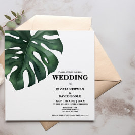 Monstera Tropical Palm Leaf Square Weddenschap Kaart