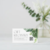 Monstera Tropical QR Code Wedding Registry Informatiekaartje (Staand voorkant)