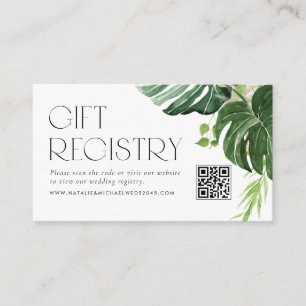 Monstera Tropical QR Code Wedding Registry Informatiekaartje