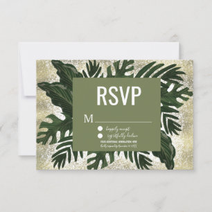 Monstera Tropisch Nep Goud Spatten RSVP Kaart