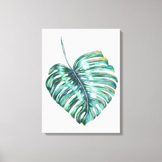 monstera tropische bladpalm moderne waterverf canvas afdruk (Voorkant)