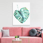 monstera tropische bladpalm moderne waterverf canvas afdruk (Insitu (Woonkamer))