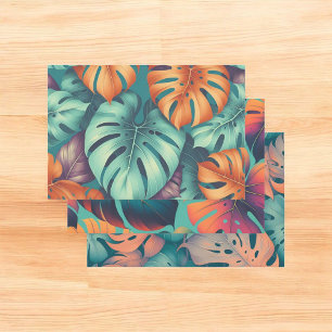 Monstera Tropische Groene Palm Bladeren Zomer Inpakpapier Vel