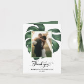 Monstera Tropische Leaf Bruiloft Gevouwen Bedankkaart (Voorkant)