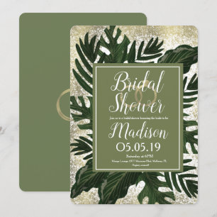 Monstera Tropische Nef Gold Spat Water Bruiloftsfe Kaart