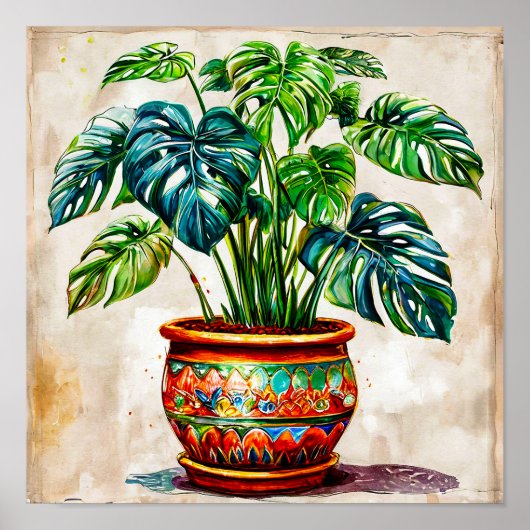 Monstera Tropische planten Poster (Voorkant)
