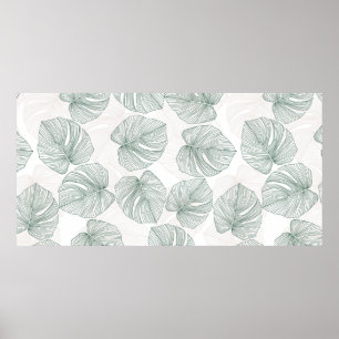 Monstera verlaat een naadloos patroon. Tropisch pa Poster
