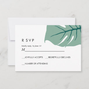 Monstera Vert Réponse de mariage RSVP