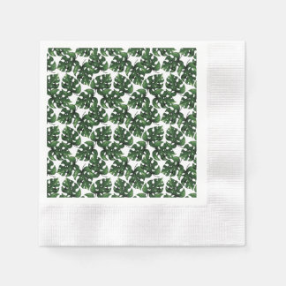 Monstera waterverf blad patroon cocktail servet