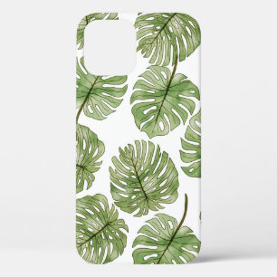 Monstera Waterverf Groene Tropische Bladeren Naadl iPhone 12 Hoesje