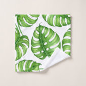 Monstera waterverf patroon bad handdoek (Wasdoekje)