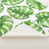 Monstera waterverf patroon sherpa deken (3/4)