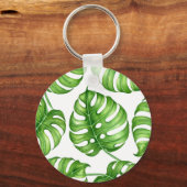 Monstera waterverf patroon sleutelhanger (Voorkant)