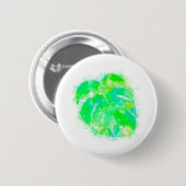 Monstera Waterverf Ronde Button 5,7 Cm (Voorkant /achterkant)