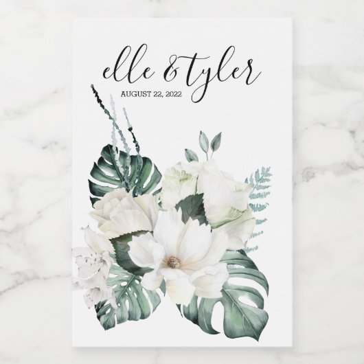 Monstera Wedding Wine Label Wijn Etiket (Enkel label)
