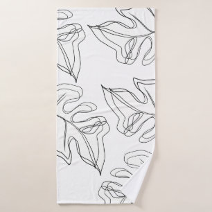Monstera Zwart Witte Botanische Huwelijk Badhanddoek