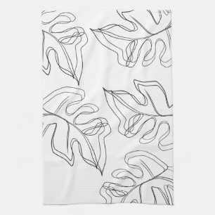 Monstera Zwart Witte Botanische Huwelijk Theedoek