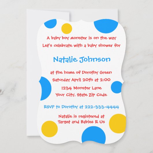 MonsterBaby shower Kaart (Achterkant)