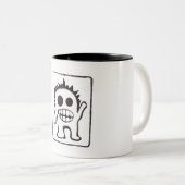 monsterbeker tweekleurige koffiemok (Voorkant rechts)