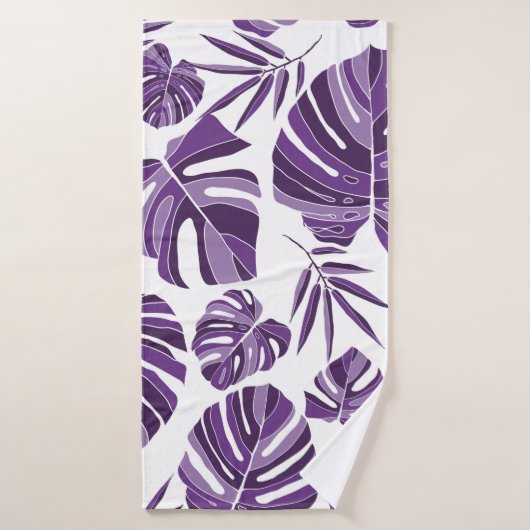 Monstère violet tropicale feuilles sans couture mo (Serviette de bain)