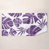 Monstère violet tropicale feuilles sans couture mo (Serviette de bain)