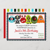 Monsters Birthday Uitnodiging (Voorkant / Achterkant)