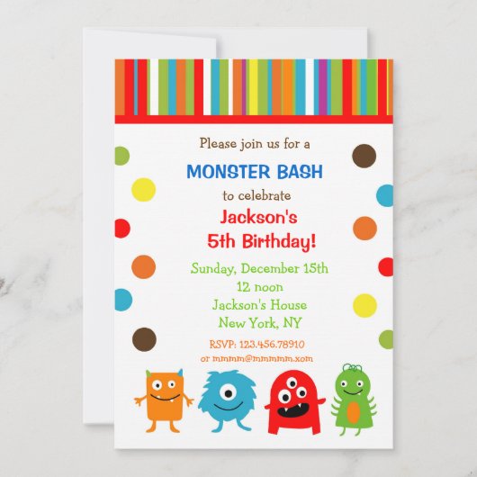 Monsters Birthday-uitnodigingen Kaart (Voorkant)