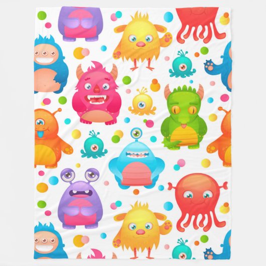 Monsters Colorful Boy's Room Large Fleece Deken (Voorkant)