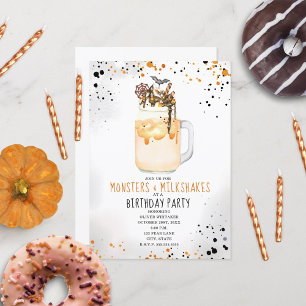 Monsters en Milkshakes Halloween Birthday Party Kaart